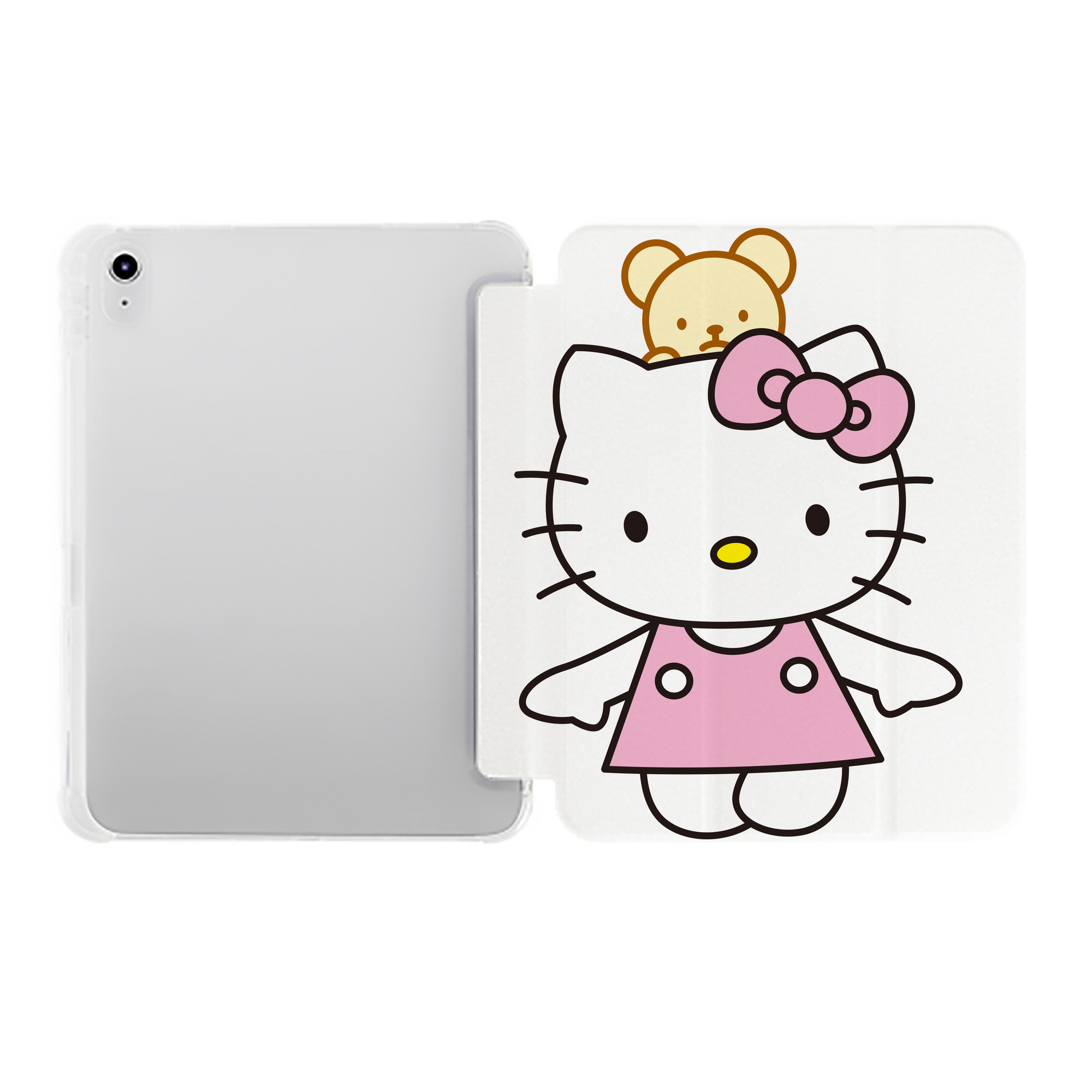（画像用） Hello Kitty ハローキティ IPad ケース ペン収納付き 三つ折りスタンド PUレザー×シリコン 対応機種9.5/10.5/10.9インチ